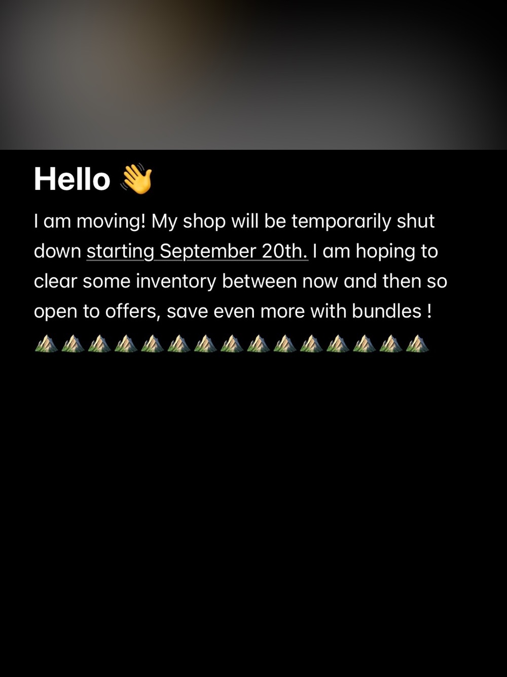 Moving Sale // Shop Vacation Announcement
